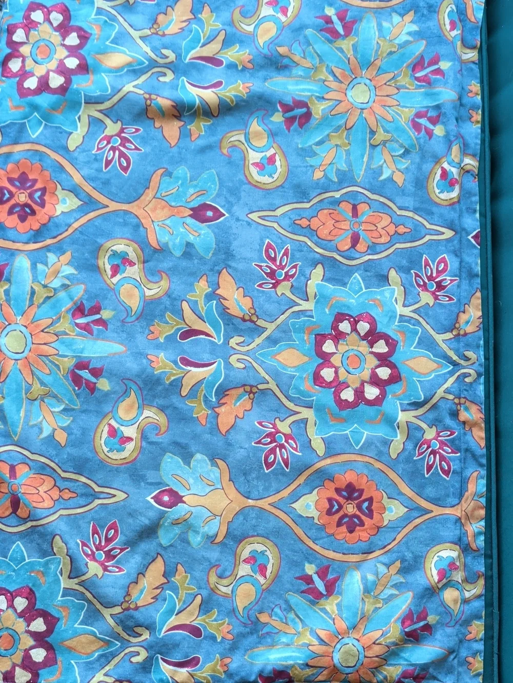 Eikei Blue Floral Medallion 100% Egyptian Cotton King 3 Piece Duvet Set